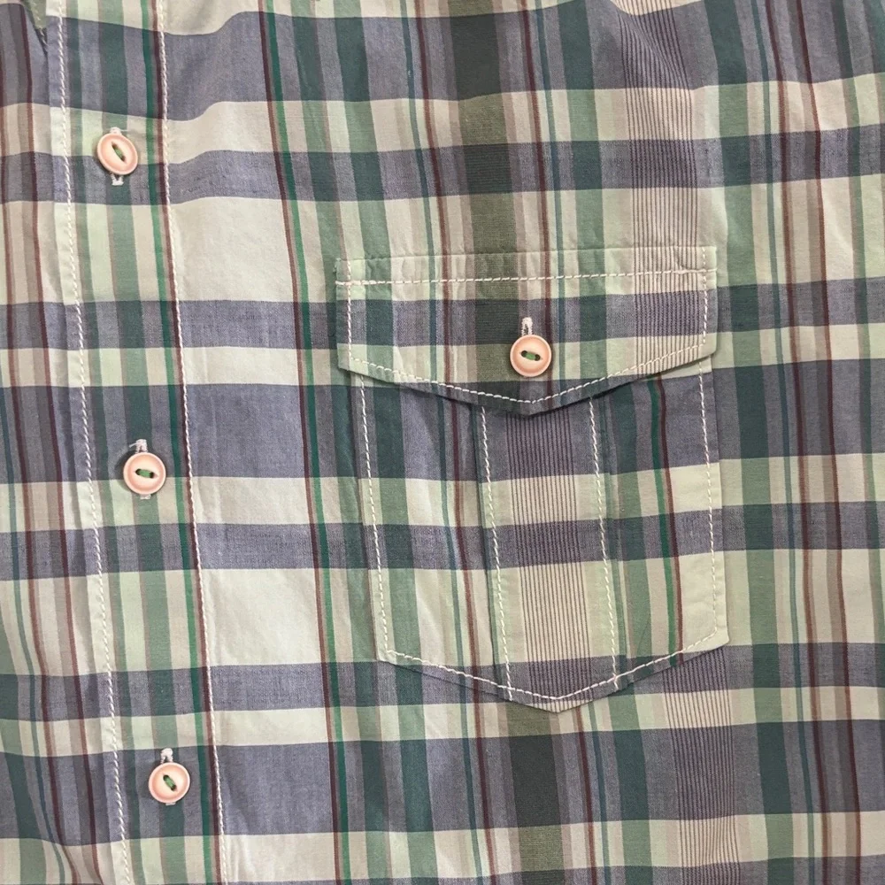 Tommy Bahama green & blue plaid shirt. Cotton/linen. Men L. Excellent condition. - Picture 3 of 9